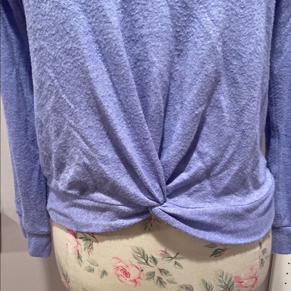 Zella Purple 3/4 Sleeve Tie Front Blouse - Picture 2 of 10